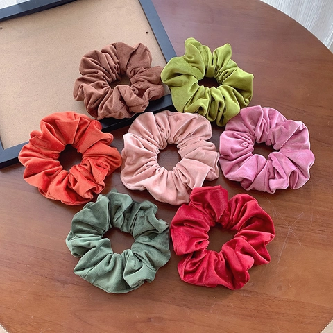 Women Vintage Oversized Velvet Scrunchies Elastic Large Hair Ties Solid Color Hair Bands Ponytail Holder Fashion Hair Accessories