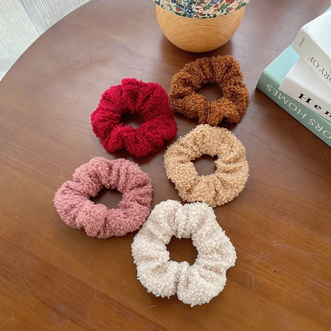 Elegant Fabric Plush Tweed Hair Scrunchies For Women Autumn Winter Large Hair Tie Vintage Chic Fashion Hair Accessories