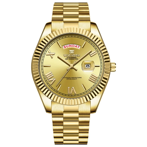 Orologio da Uomo Business al Quarzo Acciaio Inossidabile Impermeabile Giorno Data Numeri Romani Lusso Moda Classico