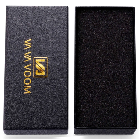 Caja de Reloj Marca VA VA VOOM Rectangular Cuadrada Negra Textura en Relieve Caja de Regalo de Papel Logo Estampado en Caliente Joyero Con Forro Interior