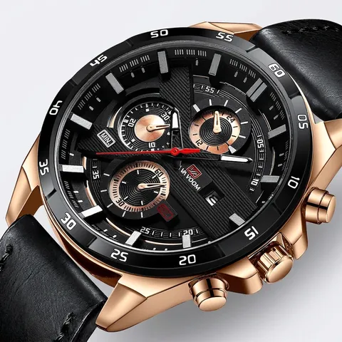 Va Va Voom Luxury Men Sport Quartz Watch Alloy Case Microfiber Strap Calendar Waterproof Business Casual Wrist Watch For Men