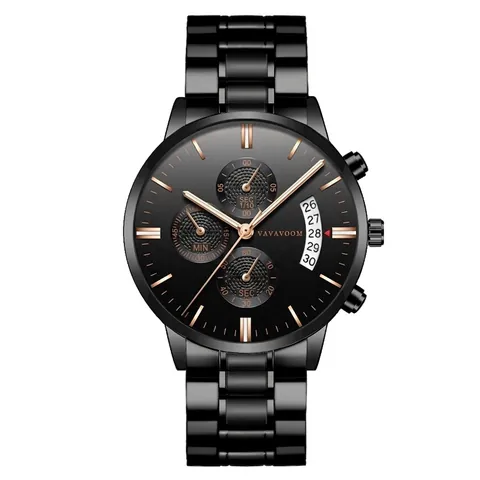 VAVAVOOM Men Business Quartz Watch VA-214 Stainless Steel Strap Waterproof Calendar Chronograph Wristwatch For Men Jewelry