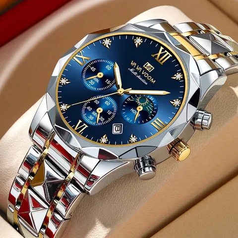 Orologio da Uomo VAVA VOOM Business al Quarzo Cronografo Multifunzione Impermeabile in Acciaio Inossidabile Luminoso Numeri Romani