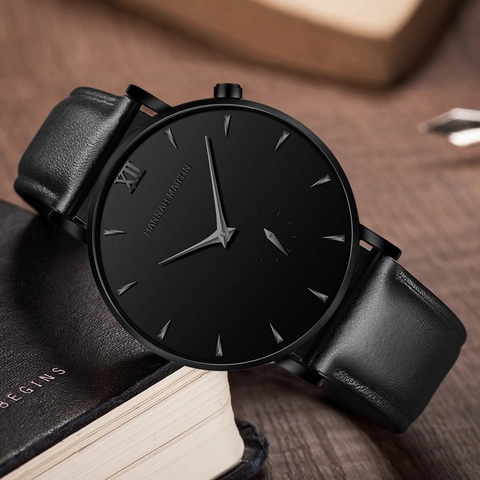 Hannah Martin Orologio al Quarzo da Uomo Business Movimento Giapponese Minimalista Impermeabile Acciaio Inossidabile Pelle Orologio da Polso