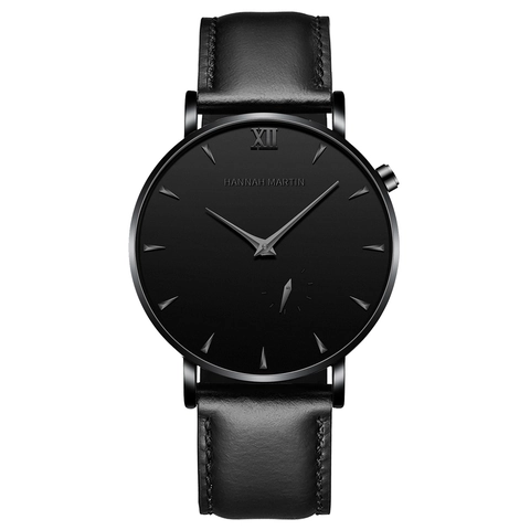 Hannah Martin Orologio al Quarzo da Uomo Business Movimento Giapponese Minimalista Impermeabile Acciaio Inossidabile Pelle Orologio da Polso