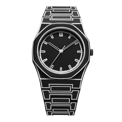 Montre à Quartz Style BD 2D Design Croquis Boîtier Octogonal Montre-bracelet Minimaliste pour Hommes Femmes Bijoux à la Mode