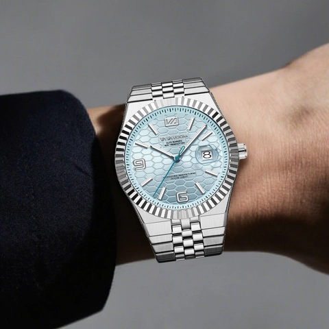 Men Business Fashion Quartz Watch Stainless Steel Strap Waterproof Luminous Date Calendar Honeycomb Pattern Dial Wristwatch