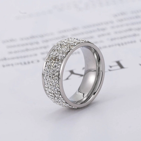 Luxus Edelstahl Mehrreihiger Pavé Zirkonia Ring Sternenhimmel Stil Paar Ring Mode Schmuck Für Damen Und Herren