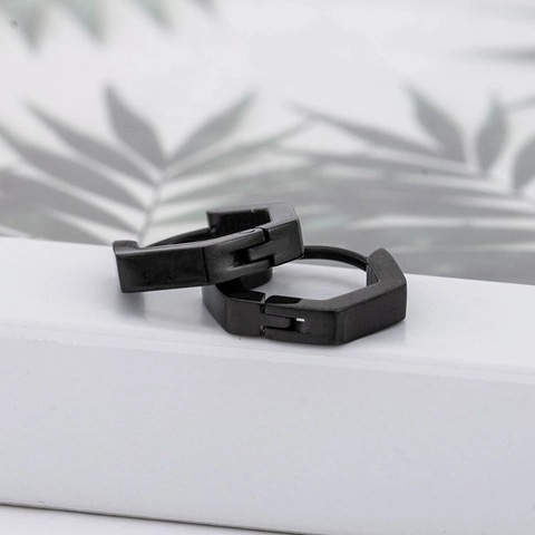 Minimalistische Zeshoekige Creolen Roestvrij Staal Geometrische Punk Stijl Voor Mannen Vrouwen Zwart Zilver Goud Sieraden