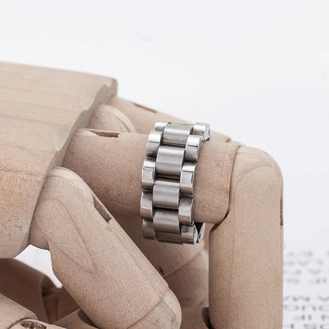 Industrieller Edelstahl Ring Im Uhrenarmband Stil Gebürstetes Metall Hip Hop Minimalistisches Band Ring Für Damen Herren Schmuck
