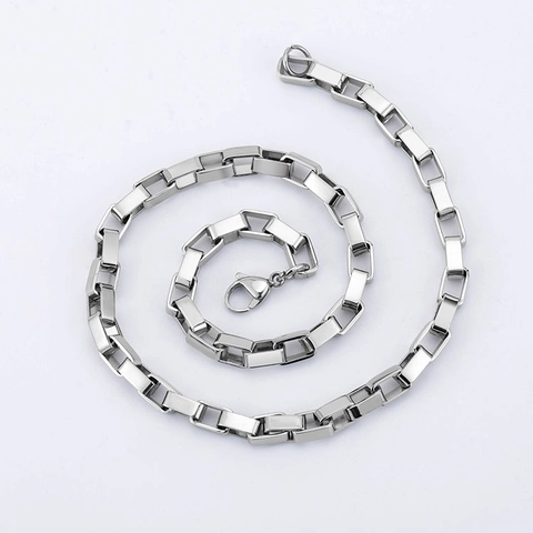 Herren 316L Edelstahl Box-Kette Halskette Poliert Heavy Metal Punk Street Style Silberfarben Schmuck Coole Herren Halskette