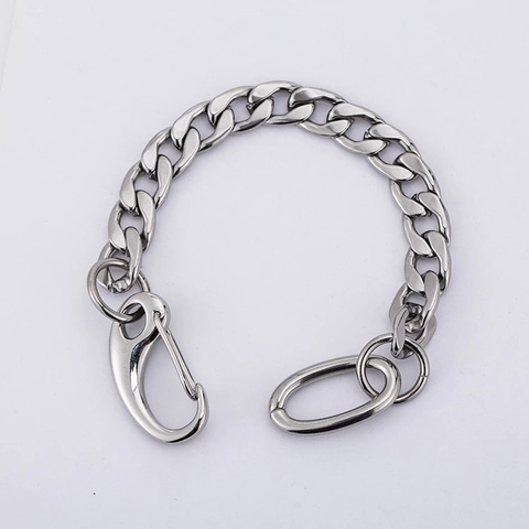 Bracciale a Catena Cuban in Acciaio Inossidabile Minimalista per Uomo Donna Hip Hop Industriale Argento Lucido Gioielli