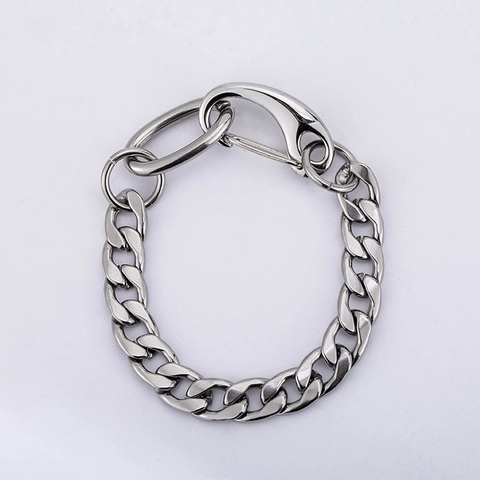 Bracciale a Catena Cuban in Acciaio Inossidabile Minimalista per Uomo Donna Hip Hop Industriale Argento Lucido Gioielli