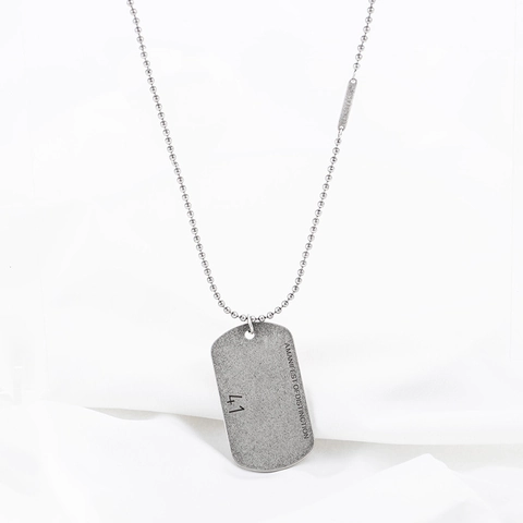 Titanstahl Anhänger Halskette Mit Distressed Quadratischem Dog Tag Industrie Punk Stil Kugelkette Für Herren Damen