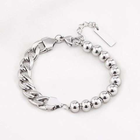 Minimalistisches Edelstahl Spleißarmband Für Damen Herren Punk Bordsteinkette Metallperle Armband Verstellbar Schmuck Geschenk