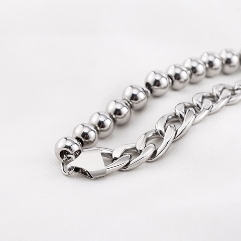 Minimalistisches Edelstahl Spleißarmband Für Damen Herren Punk Bordsteinkette Metallperle Armband Verstellbar Schmuck Geschenk