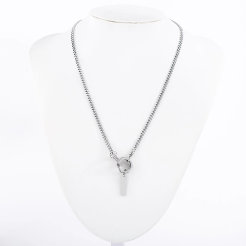 Titanium Staal Ineengrijpende Dubbele Ring Hanger Halsketting Voor Heren Vrouwen Ingelegde Strass Zeshoek Industrieel Sieraden