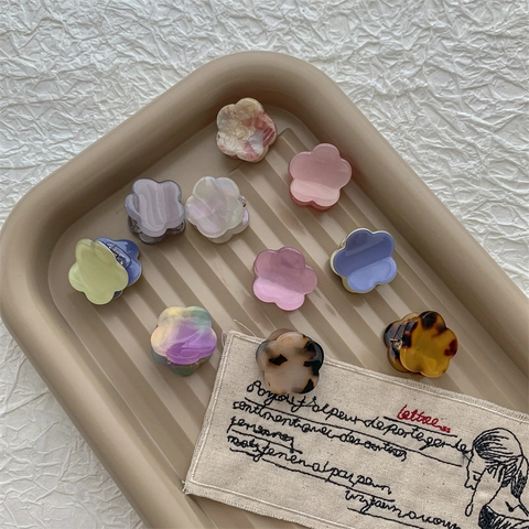 Mini Blumen Haarkralle Zelluloseacetat Floral Verschwommen Kleine Haargreifer Schildpatt Haarschmuck Für Damen Mädchen