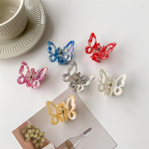 Pince à Cheveux Papillon en Acétate Style Coréen Élégant Motif Marbre Mini Épingle à Cheveux pour Femmes Filles Accessoires de Coiffure
