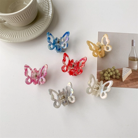 Pince à Cheveux Papillon en Acétate Style Coréen Élégant Motif Marbre Mini Épingle à Cheveux pour Femmes Filles Accessoires de Coiffure