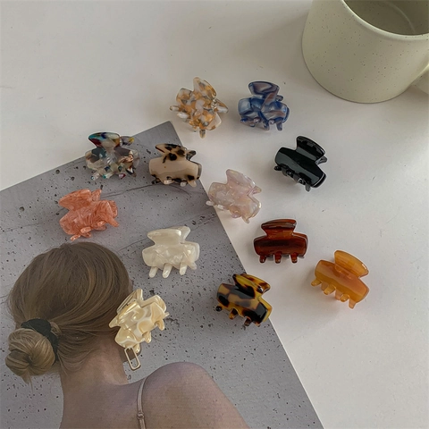 Mini Celluloseacetaat Haarklauw Elegant Marmer Schildpadpatroon Kleine Haarspelden Voor Vrouwen Kinderen Dagelijkse Styling Accessoires