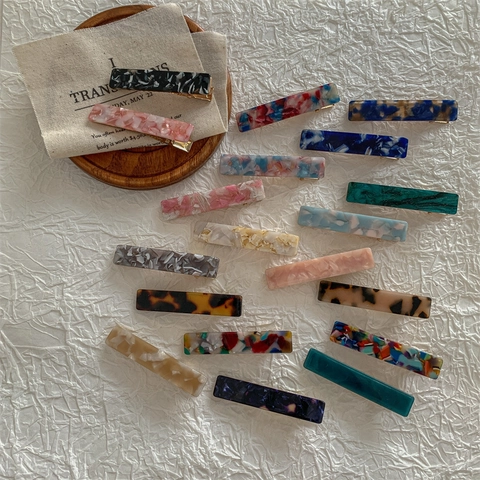 Fermaglio per Capelli Rettangolare in Acetato Vintage Motivo Marmo Tartarugato Fermaglio a Becco per Donna Coreano