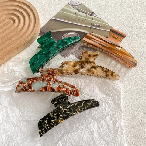 Pinza per Capelli Grande in Acetato di Cellulosa Vintage Francese Motivo Marmorizzato Tartarugato Fermaglio Antiscivolo Donna Accessori