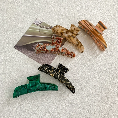 Pinza per Capelli Grande in Acetato di Cellulosa Vintage Francese Motivo Marmorizzato Tartarugato Fermaglio Antiscivolo Donna Accessori