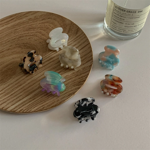Mini Pinza per Capelli in Acetato Minimalista per Donne Ragazze Elegante Motivo Marmo Tartarugato Piccola Clip per Capelli