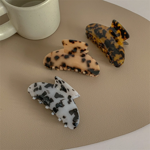 Französische Vintage Acetat Leopardenmuster Große Haarklammer Rutschfeste Starke Haargreifer Für Damen Haarstyling Schildpatt Muster
