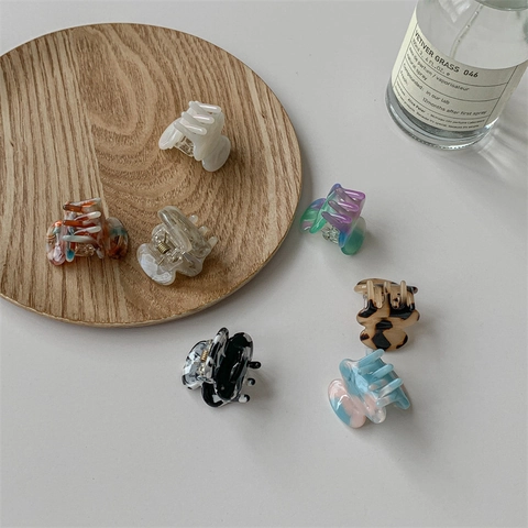 Mini Pinza per Capelli in Acetato Minimalista per Donne Ragazze Elegante Motivo Marmo Tartarugato Piccola Clip per Capelli