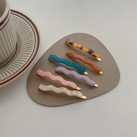 Retro Wave Acetate Hair Clips For Women Elegant French Style Tortoiseshell Duckbill Clips Handmade Resin Fashion Hairpins Hair Accessories