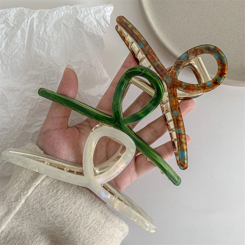 Pinza para el Cabello de Acetato Extra Grande para Mujer Moda Muelle de Metal Pinza de Tiburón Sujeción Fuerte Patrón de Concha