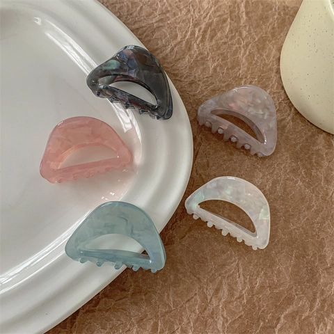 Acetate Marble Texture Mini Hair Claw Clip Hollow Geometric Shark Hairpin For Women Korean Style Daily Hair Accessories