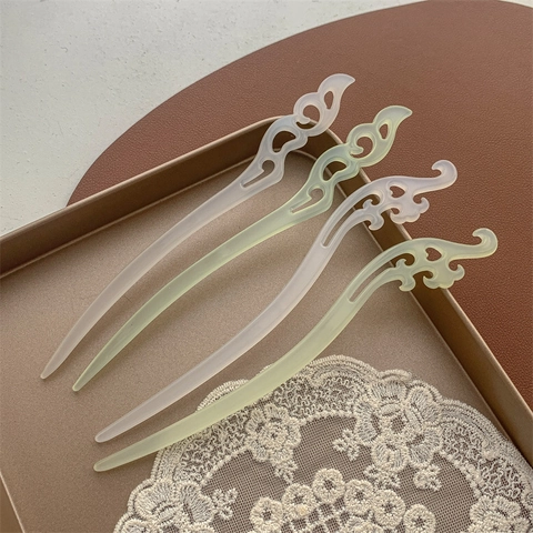 Bastoncino per Capelli in Acrilico in Stile Cinese Tradizionale da Donna Forcina Smerigliata per Chignon Hanfu Cheongsam