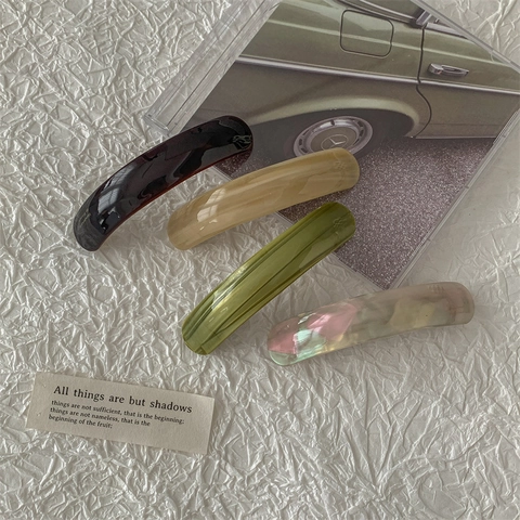 Fermaglio per Capelli in Acetato Vintage Francese per Donna Motivo Geometrico in Marmo Molletta a Molla Accessori Capelli Minimalisti