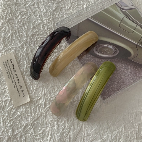 Fermaglio per Capelli in Acetato Vintage Francese per Donna Motivo Geometrico in Marmo Molletta a Molla Accessori Capelli Minimalisti