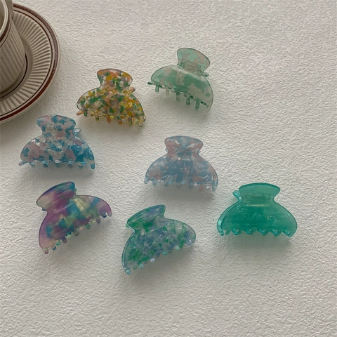 Pinza de Pelo de PVC de Mármol Vintage Francés Horquillas Elegantes con Patrón Floral de Concha para Mujer Accesorios Decorativos para el Cabello