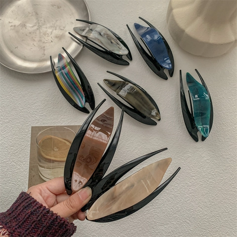 Elegant Cellulose Acetate Hair Claw Clip Marble Pattern Large Shark Clip Fish Tail Hair Clip For Women Hair Accessories