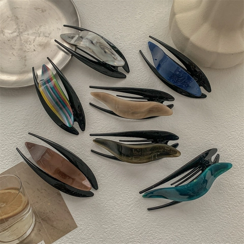 Elegant Cellulose Acetate Hair Claw Clip Marble Pattern Large Shark Clip Fish Tail Hair Clip For Women Hair Accessories