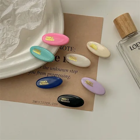 Französische Handgefertigte Ovale Acryl Haarklammer Candy Farben Einfache Entenschnabel Clips Seite Pony Nadeln Für Damen Mode Haarschmuck