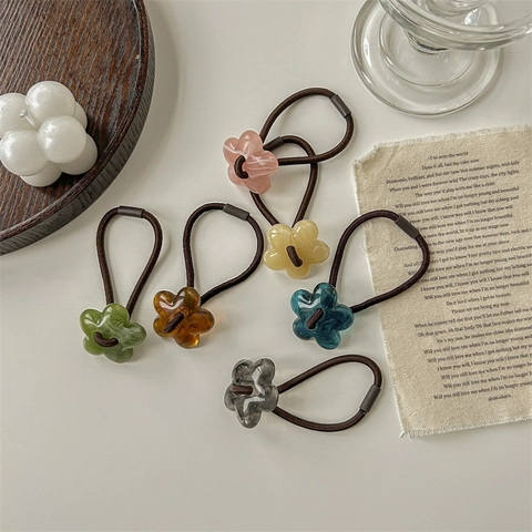 Marmeren Textuur Acryl Bloem Haarelastiek Hoge Elastische Rubberen Band Paardenstaart Houder Mode Haartouw Voor Dames