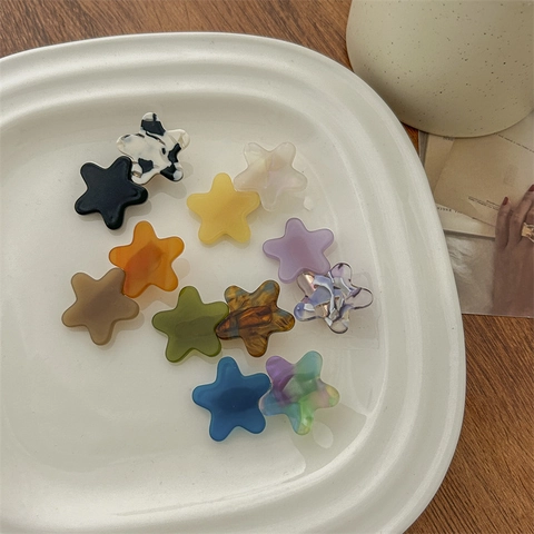 Acetate Star Hair Clip Sweet Starry Side Hairpin Duckbill Clip For Women Girls Daily Trendy Hair Accessories