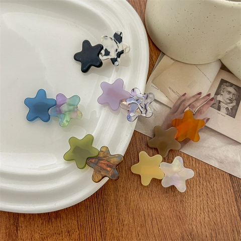 Acetate Star Hair Clip Sweet Starry Side Hairpin Duckbill Clip For Women Girls Daily Trendy Hair Accessories