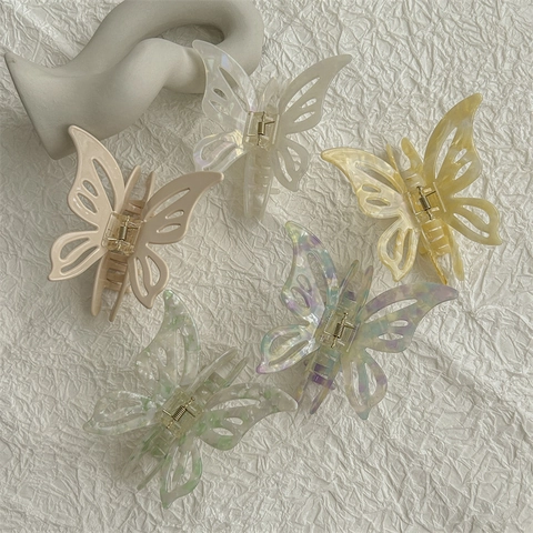 Schmetterling Haarklammer Acetat Hohl Design Große Haarspange Marmor Textur Rutschfest Haarschmuck Für Damen Täglich Party