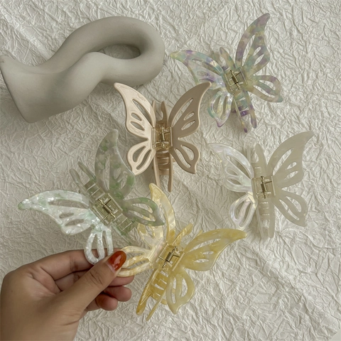 Schmetterling Haarklammer Acetat Hohl Design Große Haarspange Marmor Textur Rutschfest Haarschmuck Für Damen Täglich Party