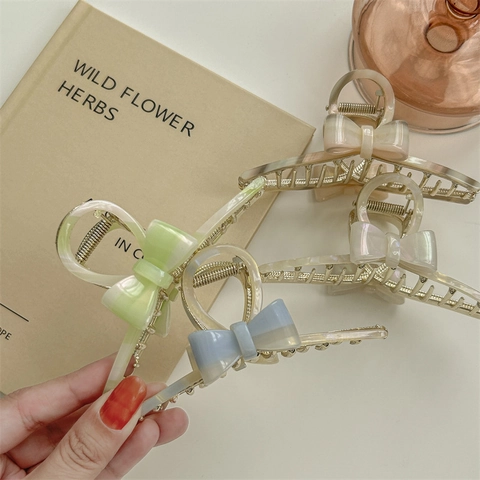 Pinza de Pelo con Lazo de Acetato Aleación Metal Shark Clip Dulce Estilo Coreano Accesorio para Mujer Fiesta Diario