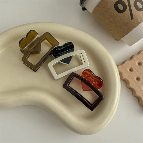 Molla per Capelli in Acetato Stile Coreano a Forma di Cuore e Quadrato per Donna Accessori per Acconciatura Geometrici Vintage