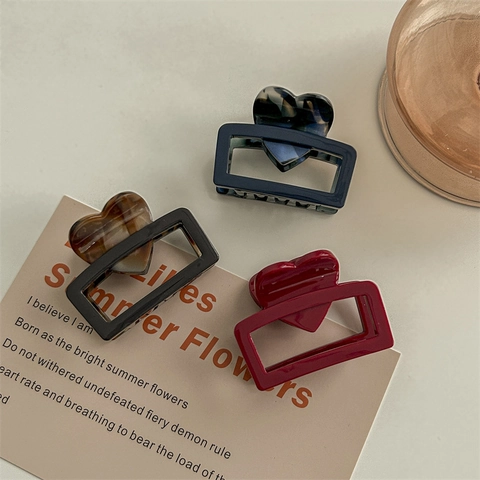 Pinza per Capelli Francese Retrò in Acetato a Cuore Fermaglio Rettangolare Vuoto per Donna Accessori Eleganti per Acconciature