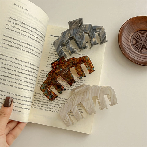 Französischer Vintage High End Acetat Haarkralle Clip Für Damen Große Marmorierte Schildpatt Haarklammer Handgefertigt Haarschmuck